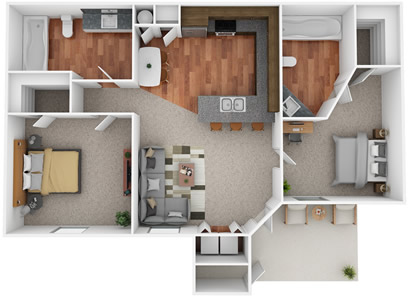 Two Bedroom / Two Bath - 1,000 Sq. Ft.*