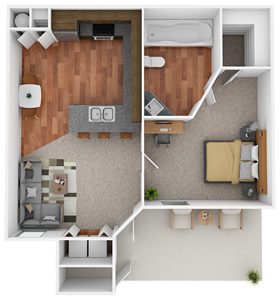 One Bedroom / One Bath - 700 Sq. Ft.*