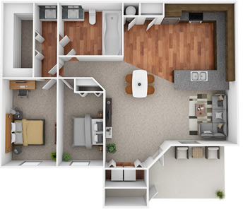 Two Bedroom / One Bath - 900 Sq. Ft.*